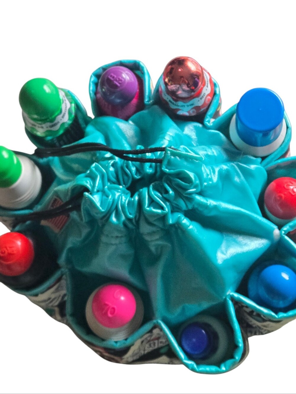 Mom's Bingo Bag Vintage 90s Teal Pleather 10 Dauber Pockets Bonus Bag Inside USA - Picture 8 of 9